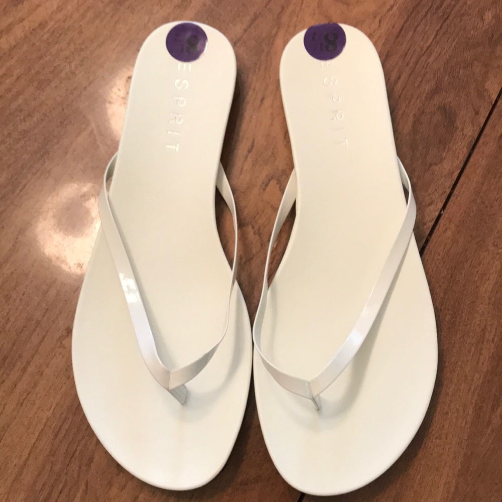 Esprit white flip flops! size 8.5
